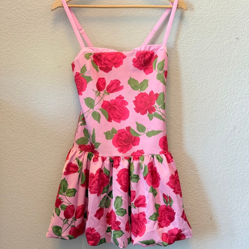 Show Me Your Mumu Floral Mini Dress Womens Pink New Rose Print Bubble Hem Romper - Picture 2 of 14